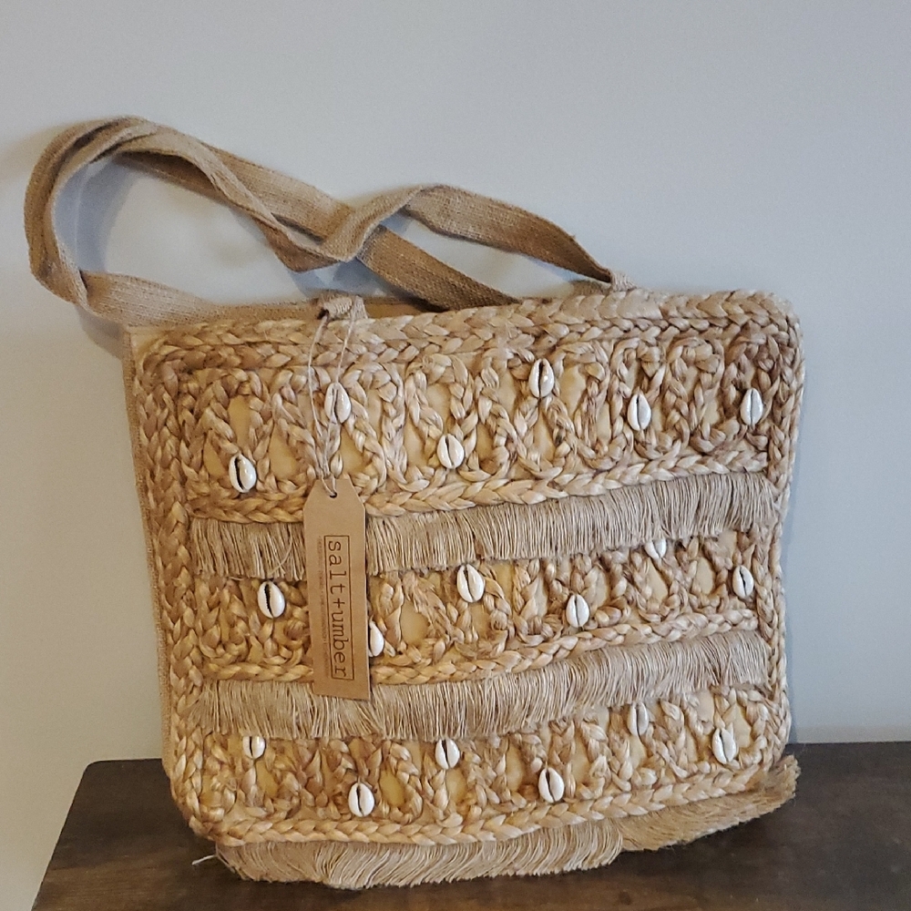 Tan Woven Tote Bag